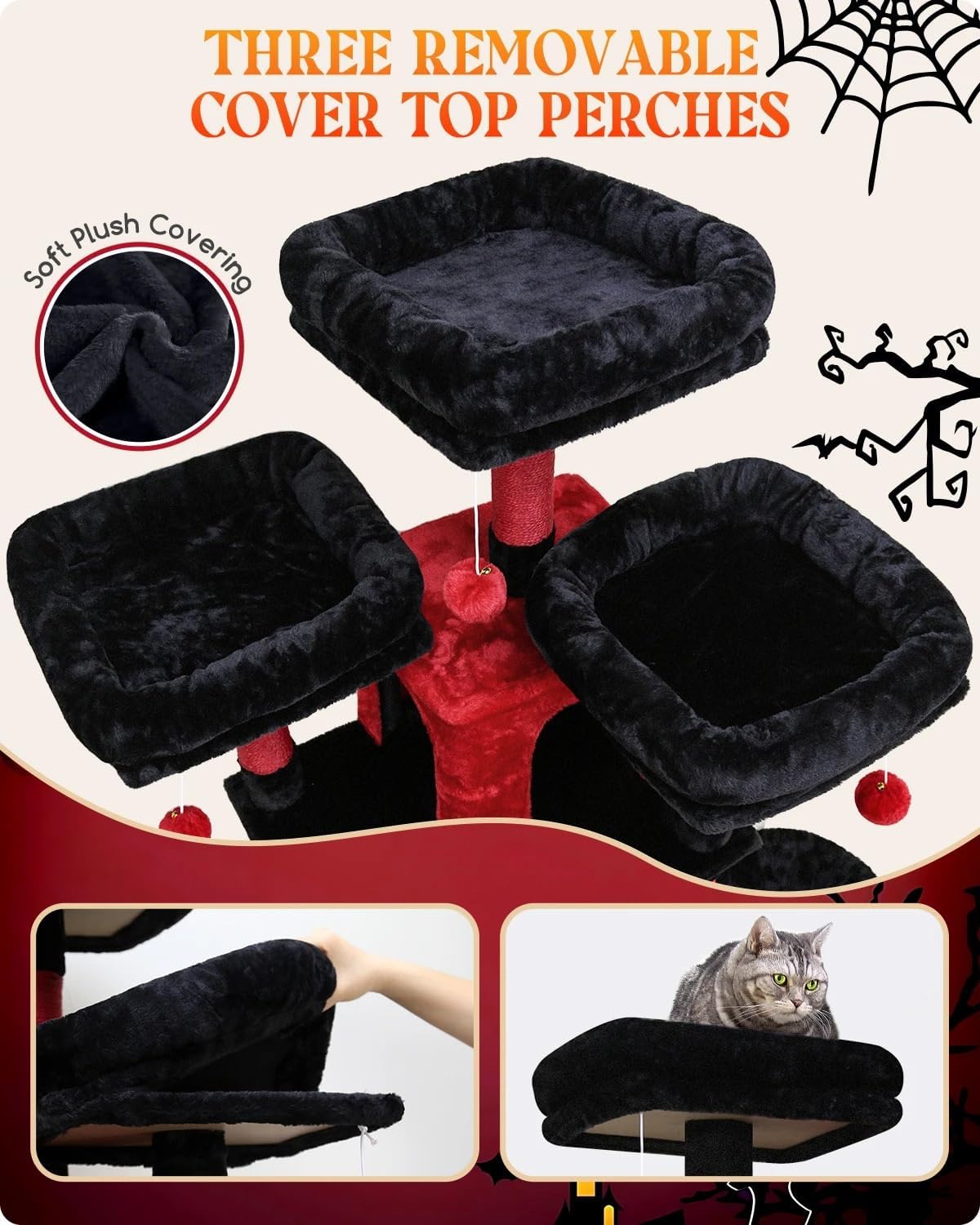 猫の木 キャットツリー 80インチ ゴスキャットタワー 屋内猫用 複数の大人の猫 ハロウィンキャットツリー 大型キャットタワー キャ