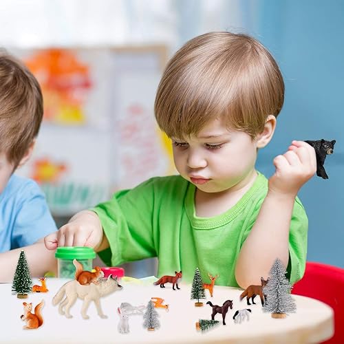 Miniatura 6 de Skylety Juego de 18 figuras de animales del bosque salvaje, variadas criaturas, diorama del bosque, figuras de animales del bosque, figuras de