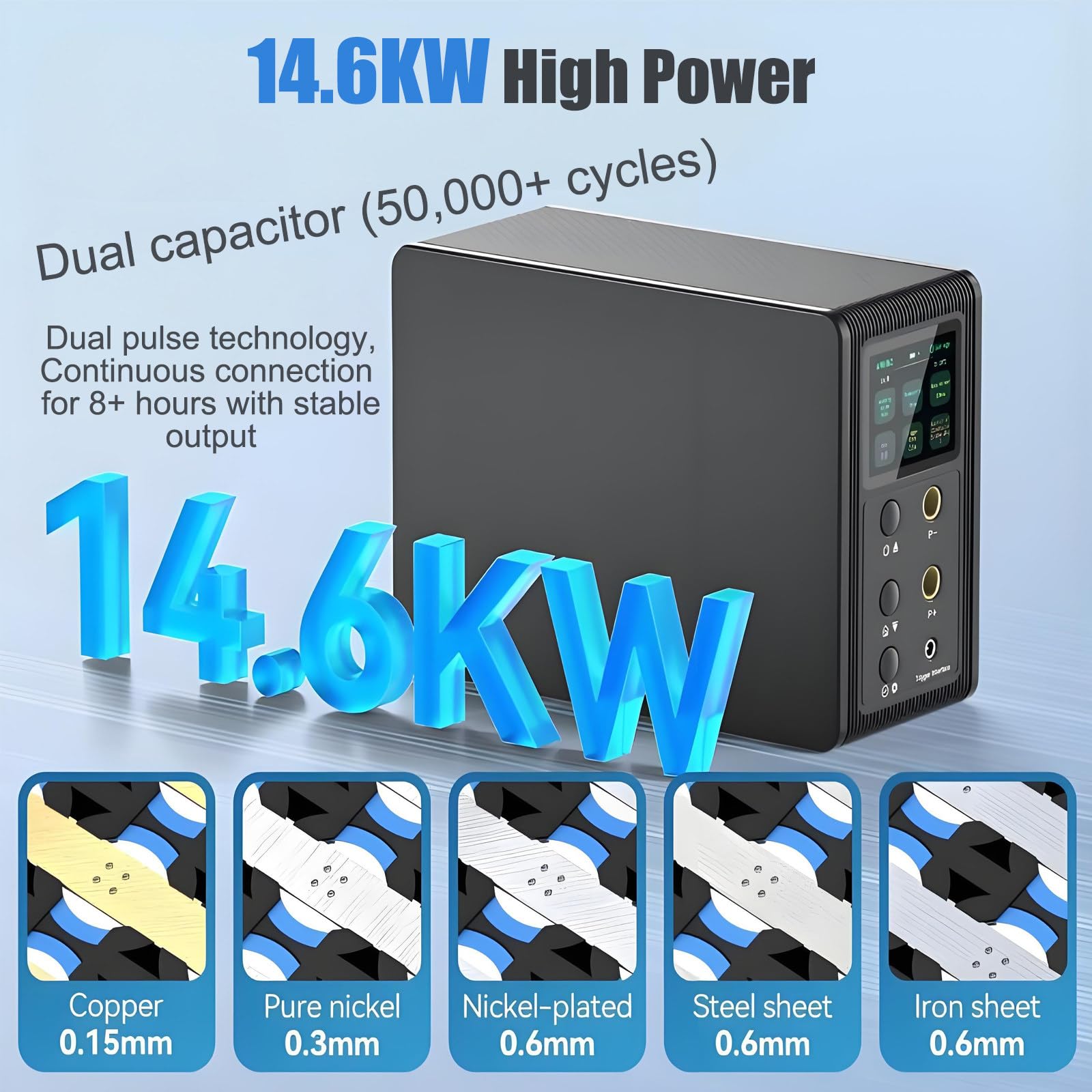 Ulepszony zestaw do zgrzewania punktowego 2025-Spawarka do ściągania wgnieceń o mocy 14,6 kW, wyświetlacz LCD | Spawanie cienkiego metalu 0,04 mm | 10, dla profesjonalnego