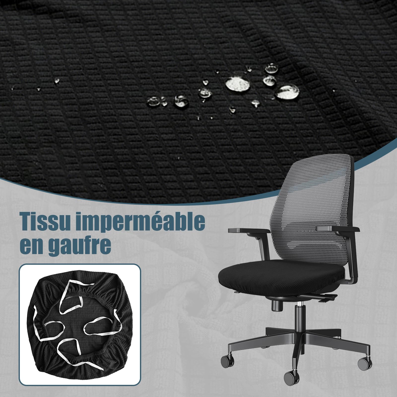 MagiDeal Housse de siège de Bureau Noire Protection Coussin pour Ordinateur