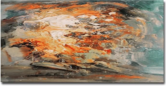 GYJAGHL Canvas Painting Original Hand Made Painting Abstract Canvas Wall Art Teal and Orange Wall Decor Abstract Painting Beige Texture Painting Bathroom Wall Art 80X40