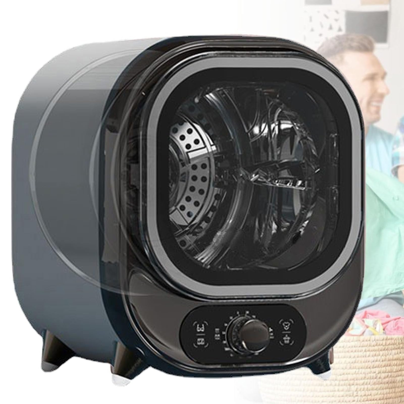 Small table top Condenser Tumble Dryer with Stainless Steel Tub,Portable Front Load Compact Tumble Laundry,0.8kg Load Capacity For Countertop Or Wall Mounted Use 450W for Apartment, Dorm(A)