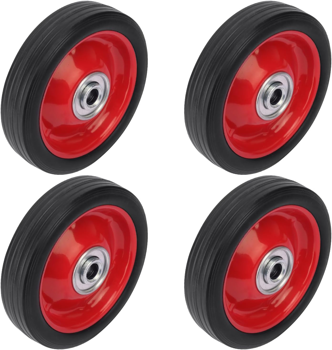 4 Pack Rubber Wheel with Ball Bearing - 5 inch Industrial Grade Replacement Wheels for Hand Trucks and Durable Duty Carts, 89 lbs Load Capacity