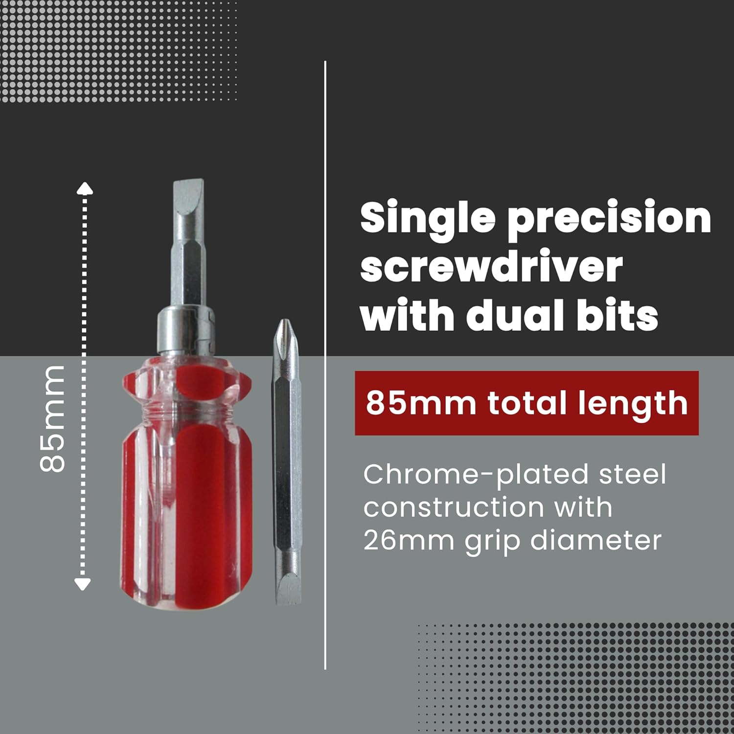 Gadgetime USA - Mini Stubby Dual Head Screwdriver - Small Pocket Phillips Flathead Screwdriver with Crystal Handle & Self-Locking Buckle