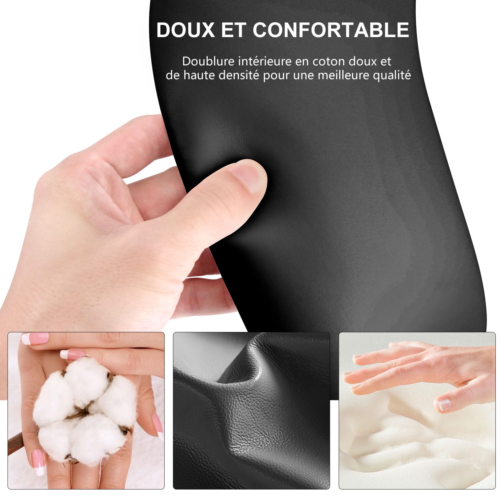 Nagelauflage, ergonomische Handauflage in U-Form, Manikürekissen aus PU-Leder, Nagelkissen mit Halterung aus Edelstahl, für Nagelstudios (schwarz)
