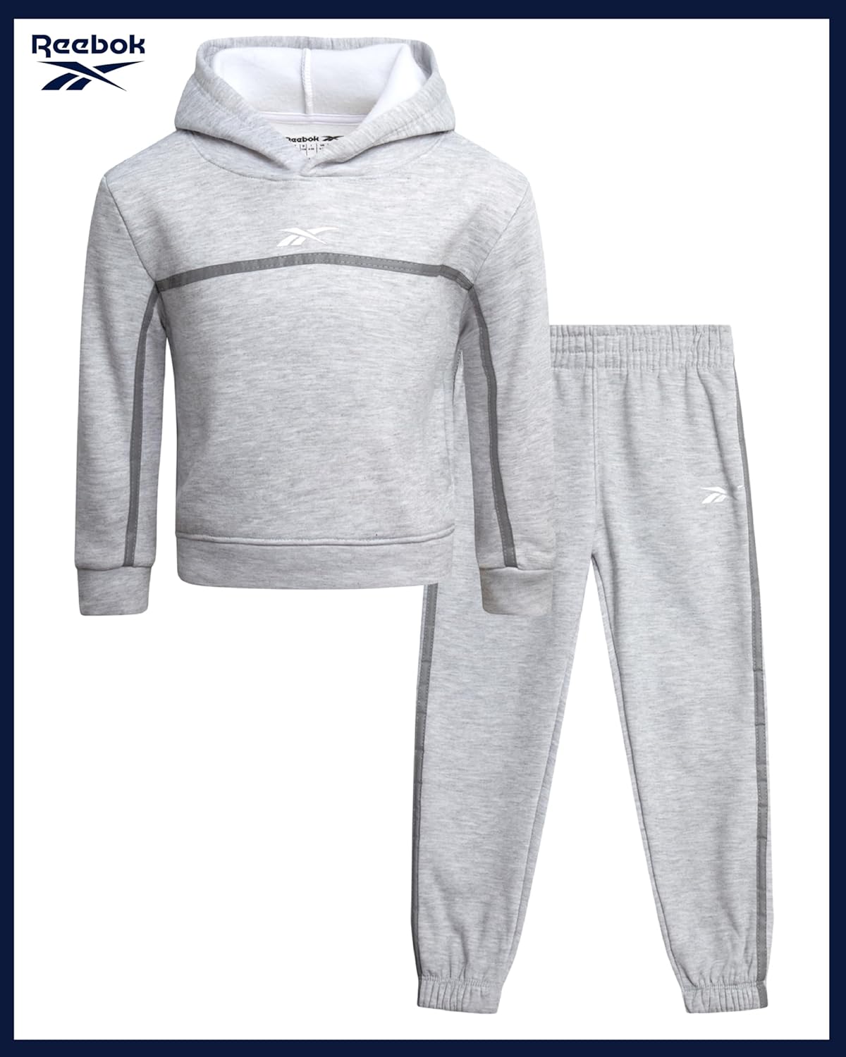 Reebok Toddler Boys Sweatsuit Set - 2 Piece Cozy Athletic Fleece Toddler Jogger Set with Pullover Hoodie and Boys Sweatpants - Image 2