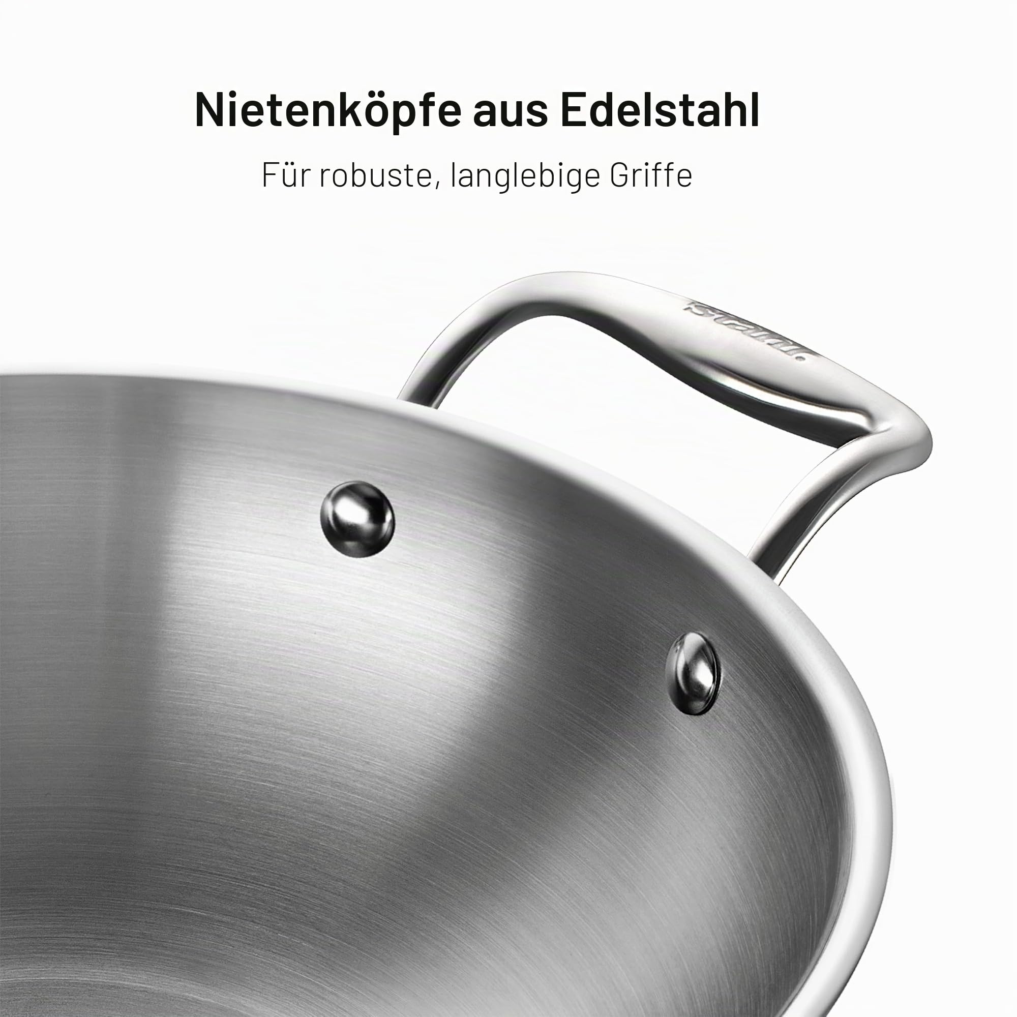 Stahl Edelstahl Triply Wok mit Deckel | Edelstahl-Kochgeschirr Triply Wok | Gas- & Induktionsboden | Ø 34 cm | 8 L (für 8-10 Personen)