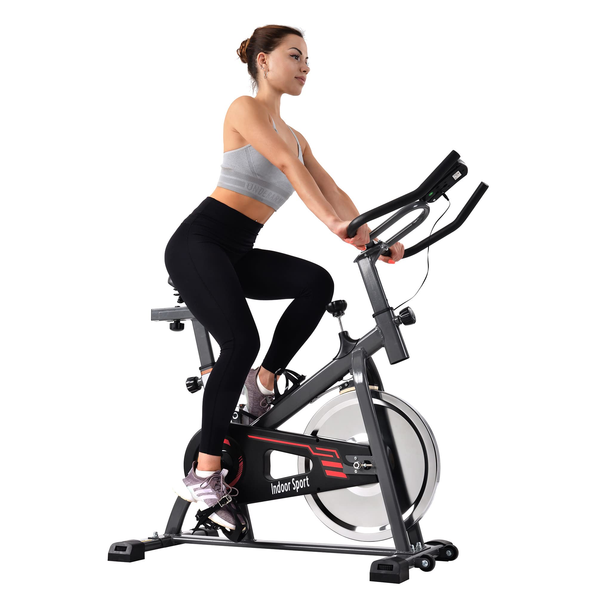 SADALAK Cyclette per Cyclette da Interno, Comodo Cuscino del Sedile, Supporto con Monitor LCD per Bici da Allenamento Cardio Domestica