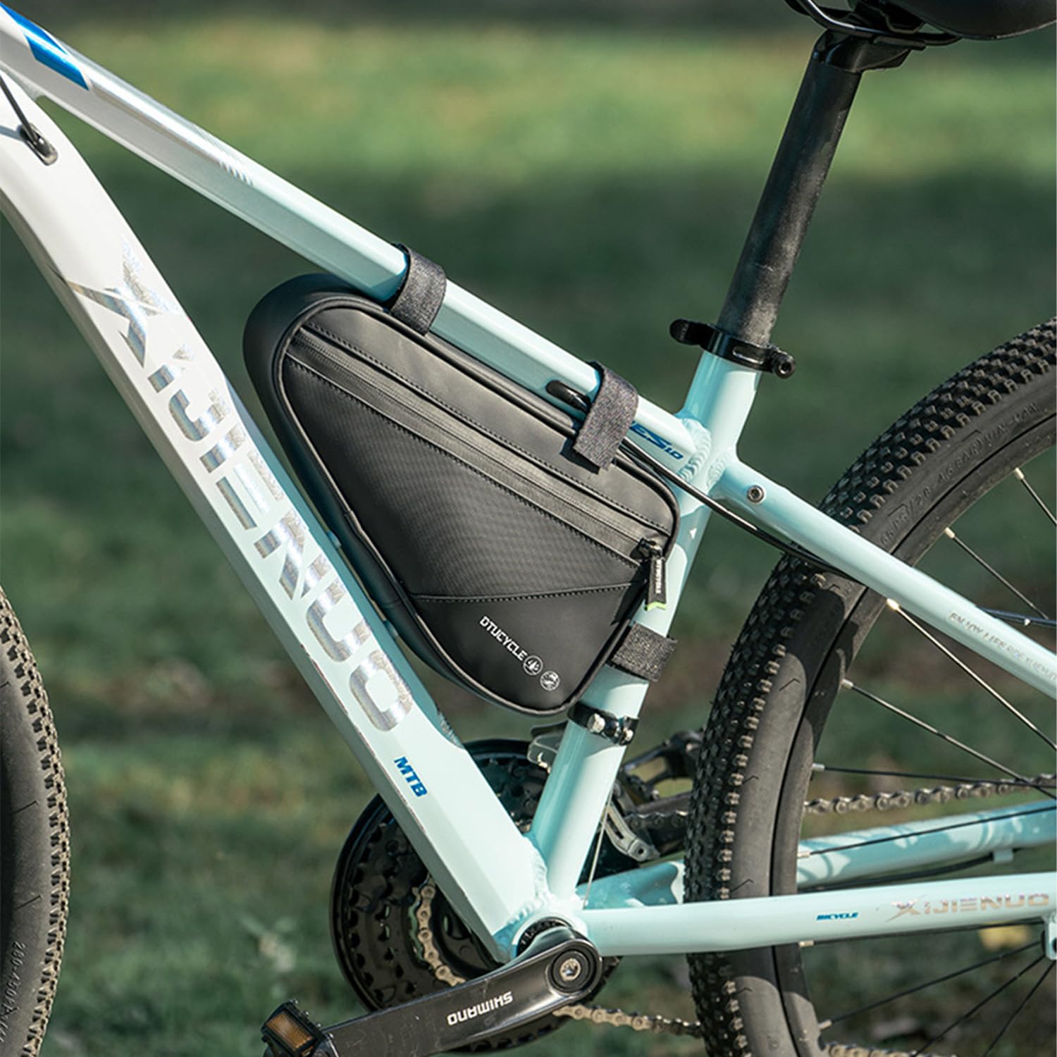 Torba na ramę roweru, 2 l trójkątna torba rowerowa, wodoodporna torba na ramę roweru, torba rowerowa miejska i szosowa na telefony komórkowe, klucze, narzędzia i minipompki, szara