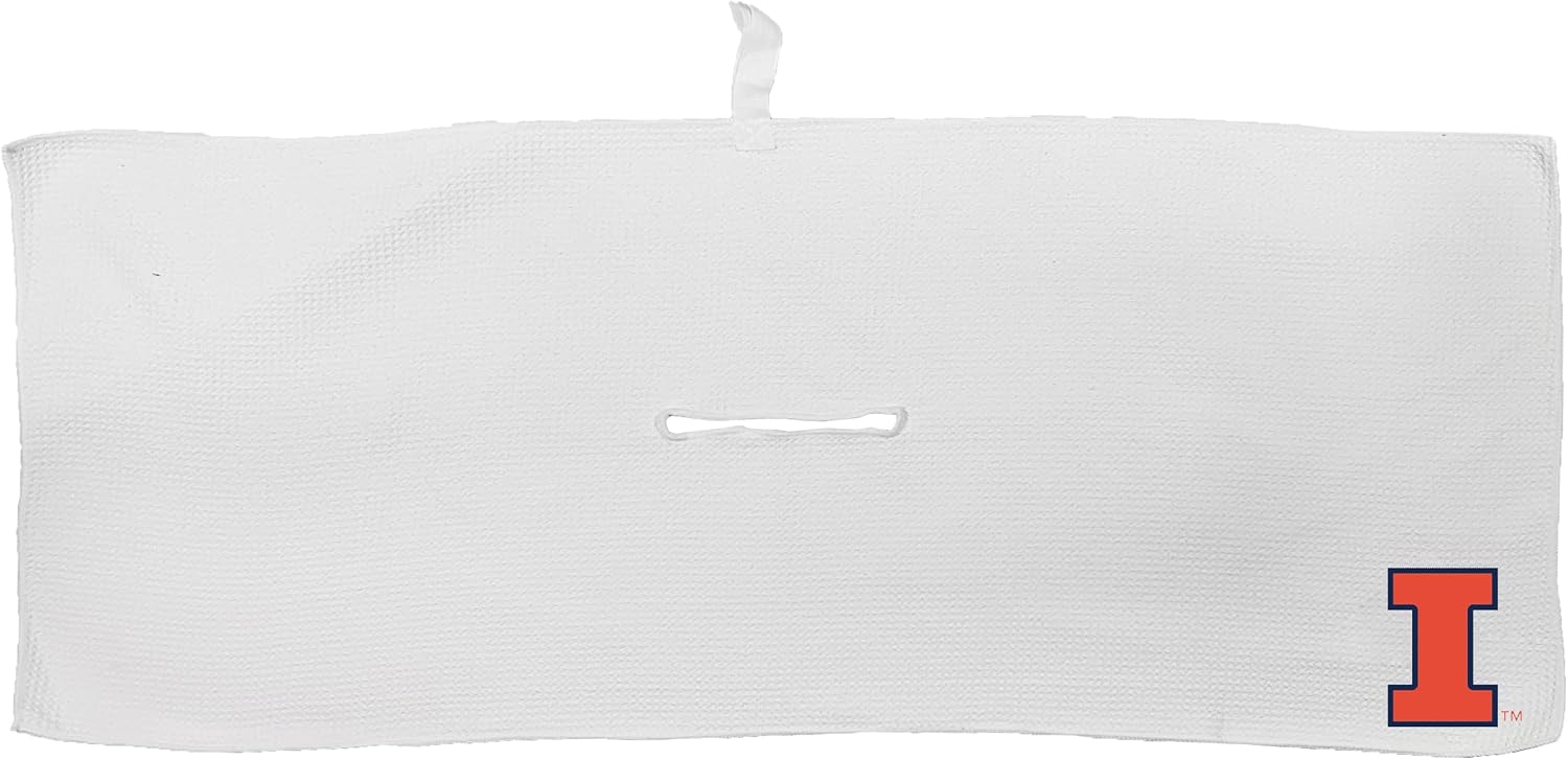 Team Golf NCAA NCAA Microfiber Towel - 16" X 40" (White) with Carabiner Clip, Premium Microfiber with Deep Waffle Pockets- Superior Water Absorption and Quick Dry Golf Cleaning Towel