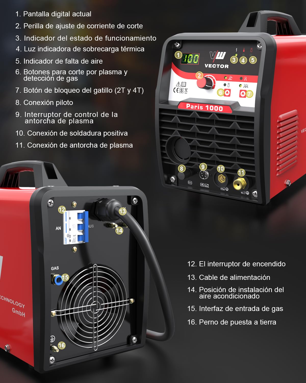 VECTOR WELDING Cortador de Plasma 100A 400V con Encendido HF