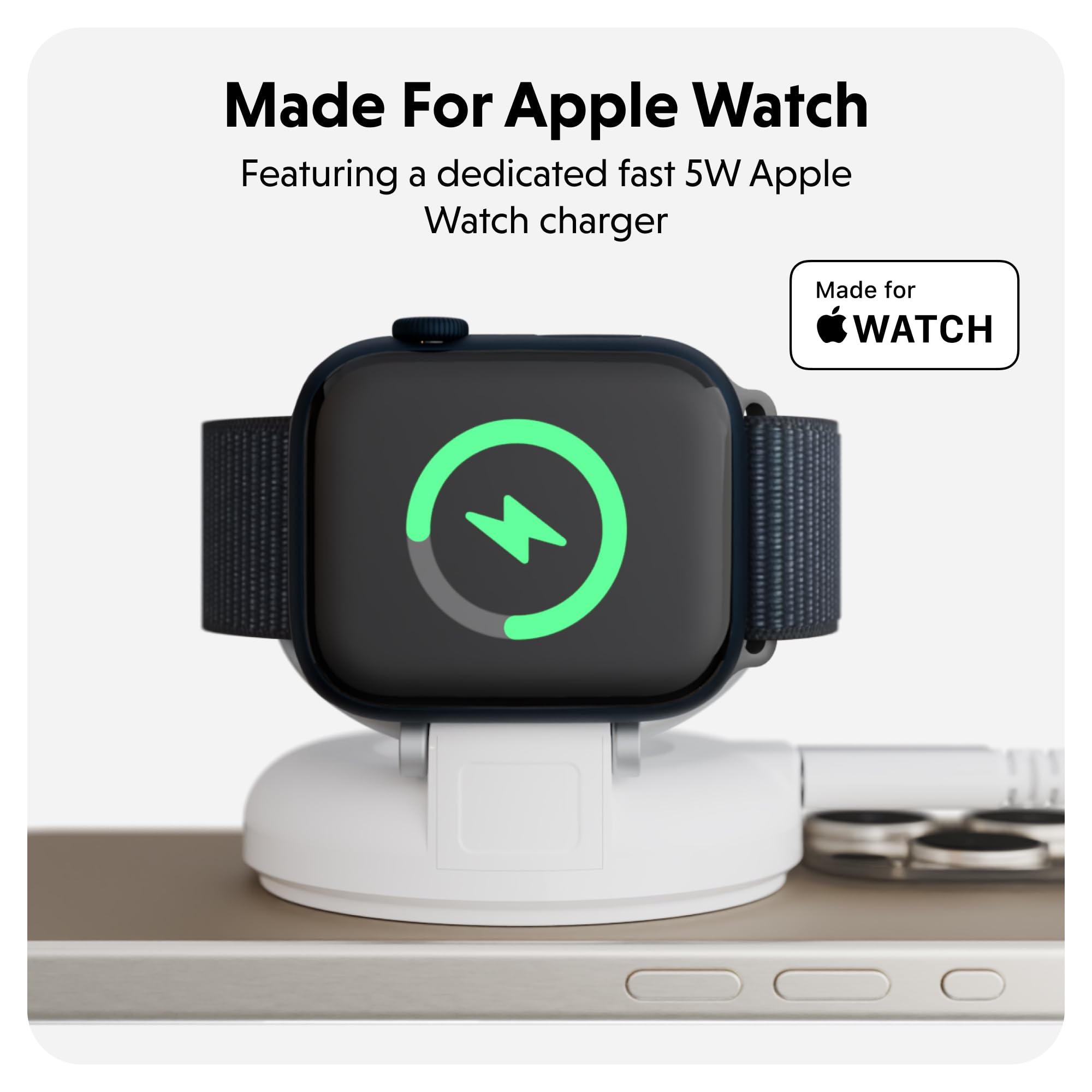 Hyper Juice 2-in-1 Wireless Charger Qi2 Magnetischer Ständer – Schnelles kabelloses Ladegerät für iPhone, Apple Watch & Qi-kompatible Geräte – Kompakte verstellbare 2-in-1-Ladestation Apple mit