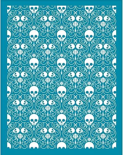 OLYCRAFT Plantillas de arcilla de calavera de 4 x 5 pulgadas, plantilla de pantalla de seda no adhesiva, esqueleto, huesos de calavera, pantalla de