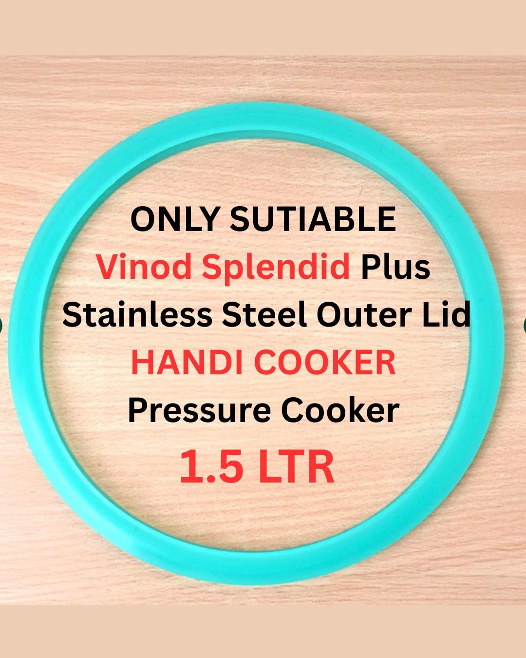 Silicon Gasket for 1.5 LITER Vinod Splendid Plus Handi Cooker, Stainless Steel Outer Lid Pressure Cooker, (ONLY FOR STEEL VINOD HANDI COOKER)-image-36