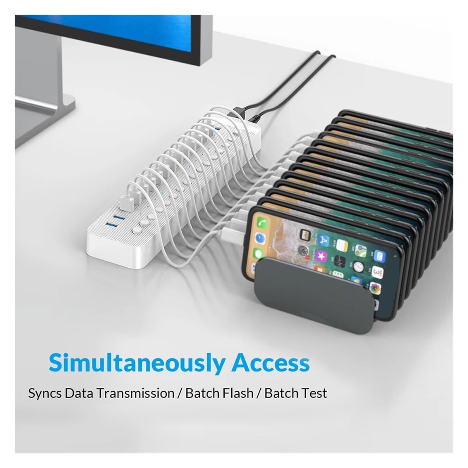 Wieloportowy Rozdzielacz Koncentratora Zasilany Przez USB Włącznik/wyłącznik Stacja Dokująca Kilka Gniazd 3.0 Ładowarka Wiele Adapterów Listwy Zasilającej(White 10 USB)