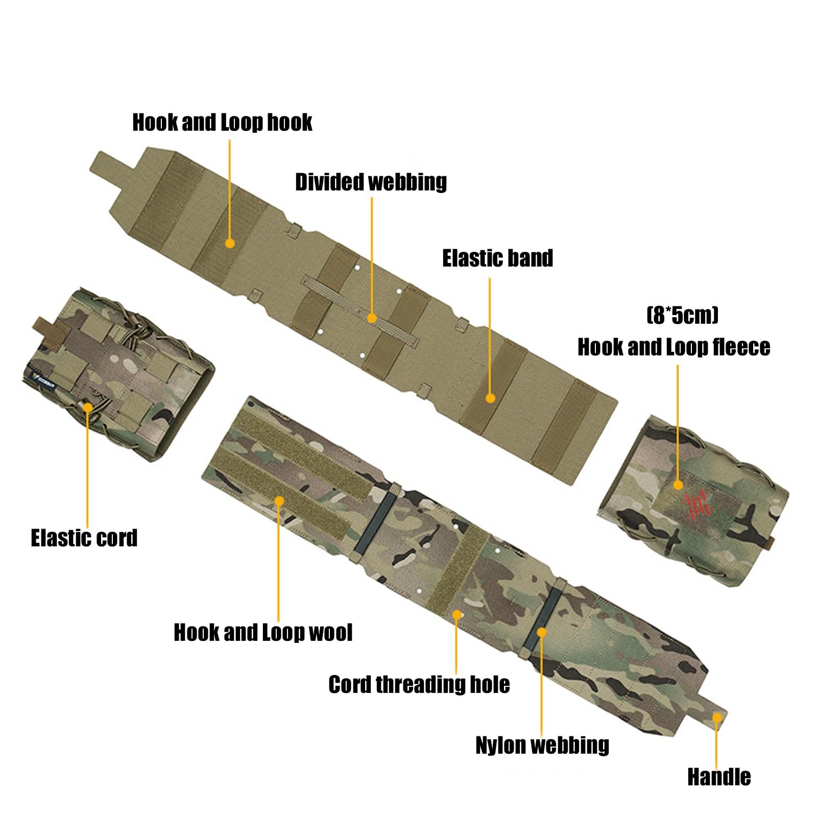 Pochette Tactique IFAK avec Poignée, Système Molle à Détachement Rapide, Trousse de Premiers Secours d'urgence en Nylon 500D pour la Randonnée