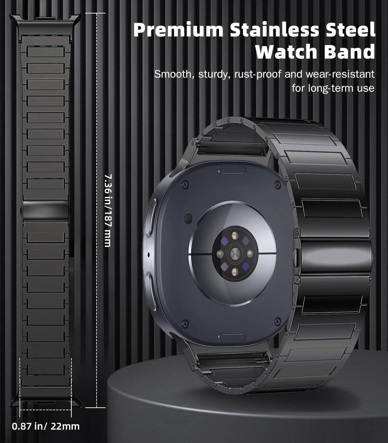 MoKo Metal Band for Samsung Galaxy Watch 8 Band 40mm 44mm/Galaxy Watch 8 Classic 46mm, Business Stainless Steel Strap Adjustable Metal Wristband Replacement for Men Women - Image 3