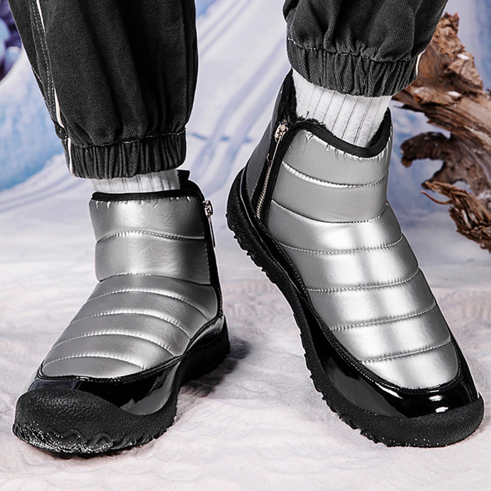 Schneestiefel Herren Gefüttert Winterstiefel Mit Zipper Warm Halbstiefel