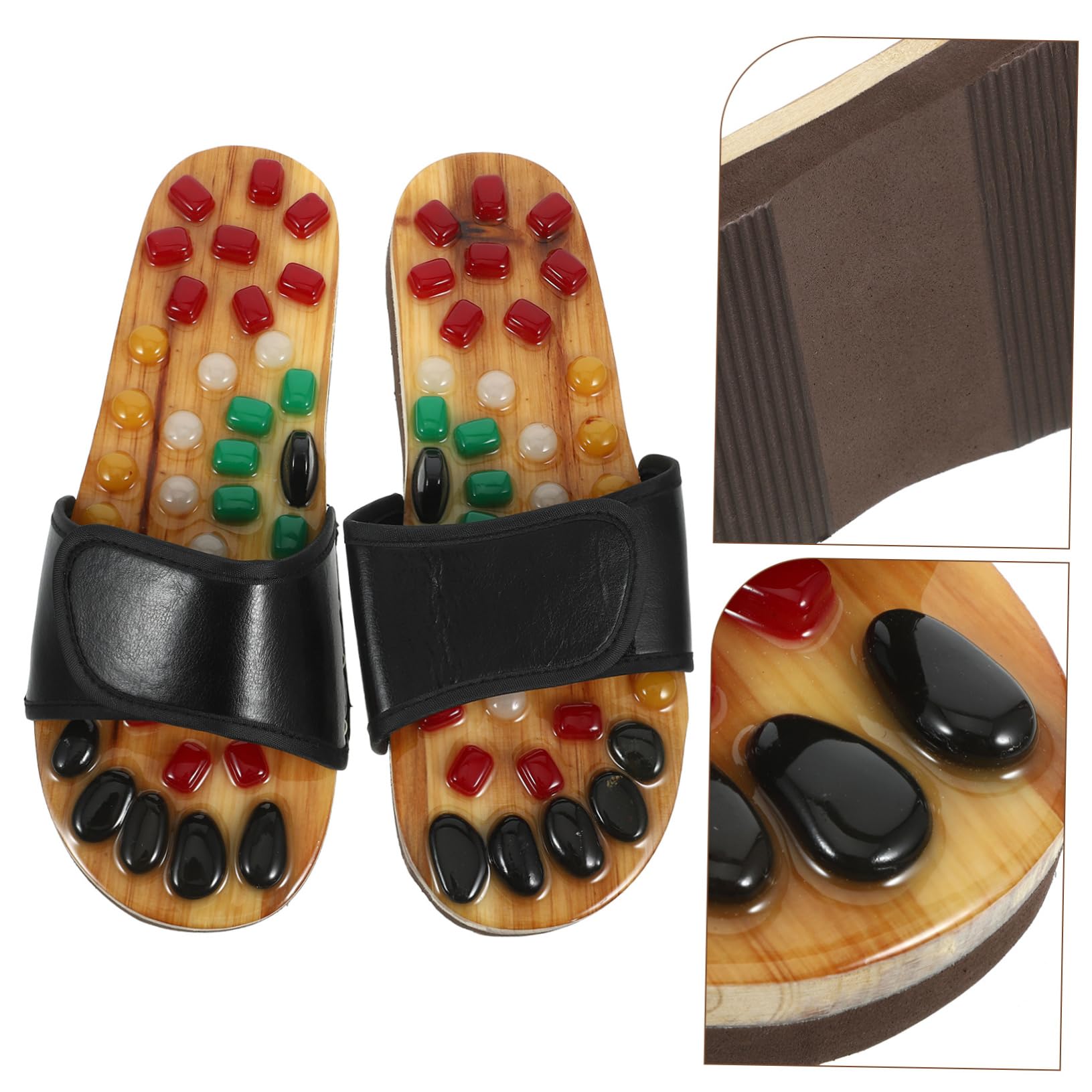 Akupressur Massage Sandalen zum Hineinschlüpfen, Schwarz 43-44