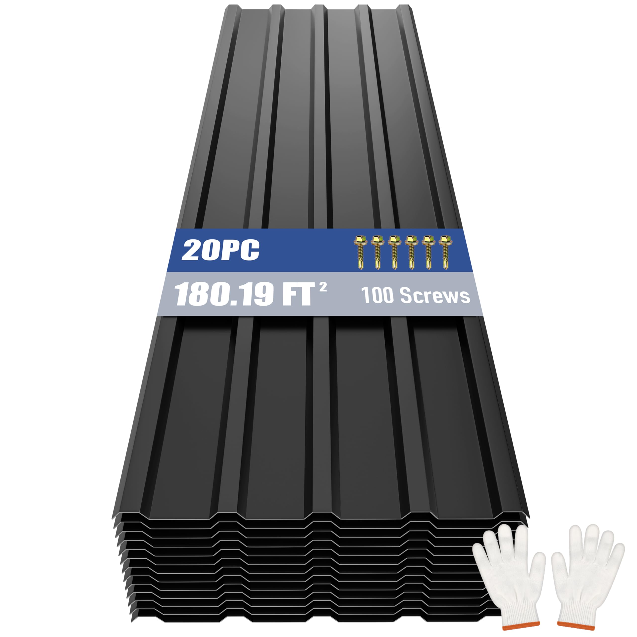 Photo 1 of Brakki Metal Roofing Panels - Black, 20 pcs, 180.19 ft²