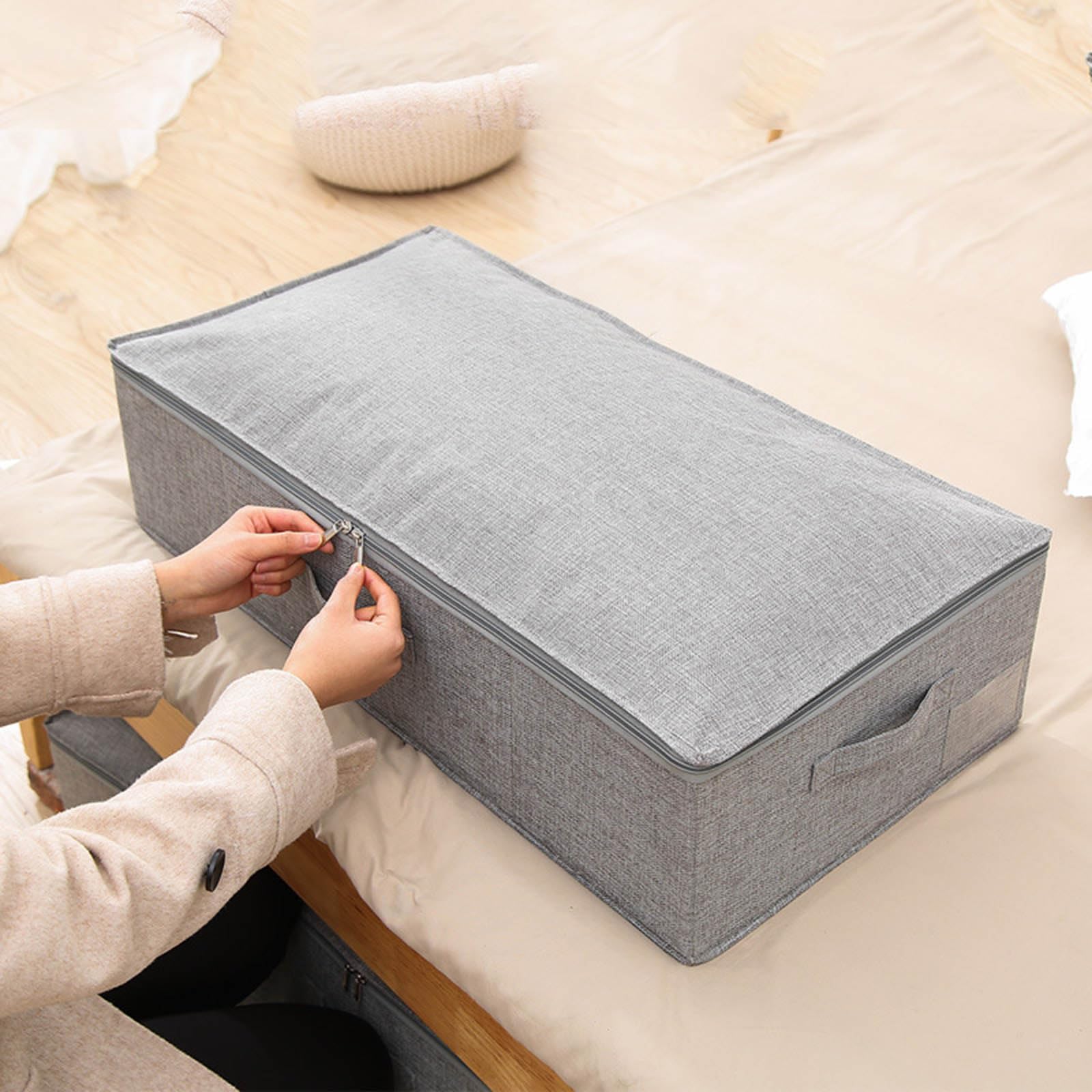 Unterbett-Aufbewahrungstasche, Stoff, waschbar, hoch atmungsaktiv, faltbar, für Stoffdecken, Decken, Bettwäsche, Steppdecken, Bettdecken, Unterbett, Kleidung, Aufbewahrungstaschen