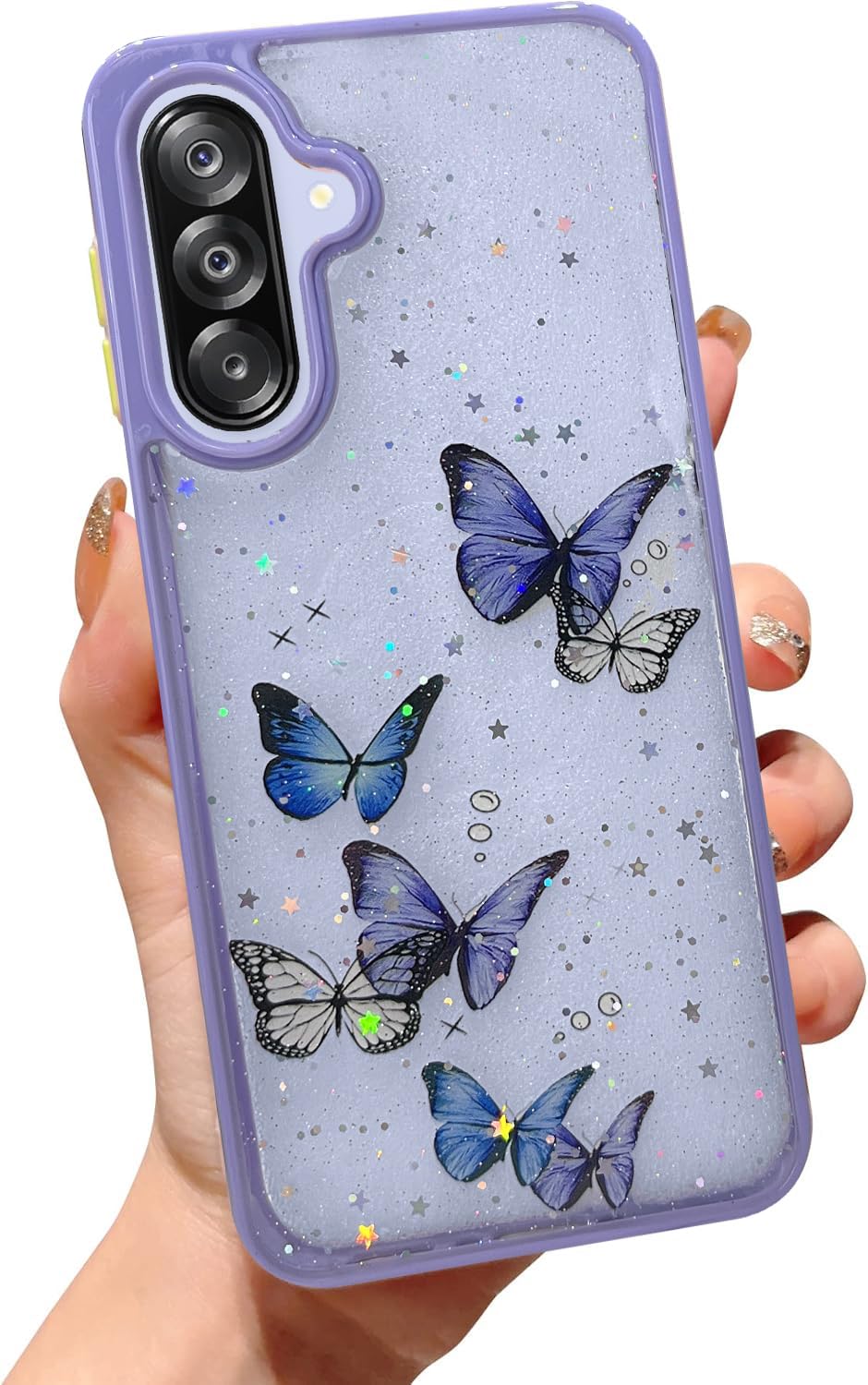 VONZEE for Samsung Galaxy A36 5G Clear Glitter Butterfly Case, Cute Bling Sparkle Shiny Soft Silicone TPU Bumper Shockproof Women Girls Slim Protective Phone Cover for Galaxy A36 5G, Purple VONZEE for Samsung Galaxy A36 5G Clear Glitter Butterfly Case, Cute Bling Sparkle Shiny Soft Silicone TPU Bumper Shockproof Women Girls Slim Protective Phone Cover for Galaxy A36 5G, Purple