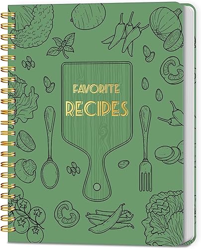Miniatura 11 de LuBudingJoy Cuaderno de recetas en blanco para escribir en tus propias recetas, página completa de Sprial de tapa dura, organizador de recetas Negro