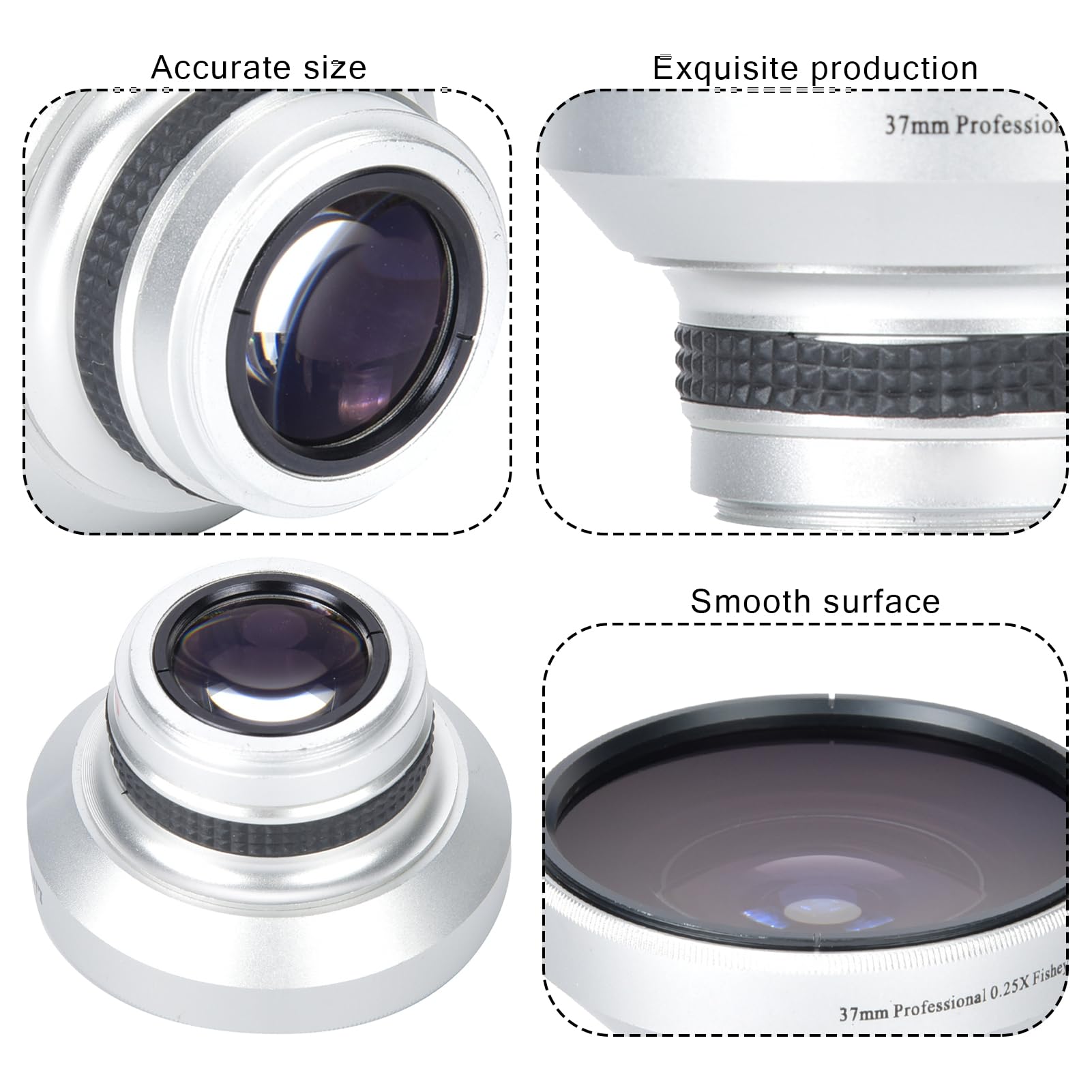 Ojo De Pez Movil Plata Fuerte Aplicabilidad 37mm Fisheye