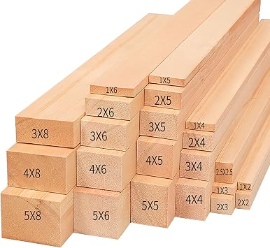 COYOUCO 5 Pack,3Cm Thickness,Square Wooden Dowel Rod, Pine Wood Sticks, Natural Long Dowel Strips Wood Sticks,10Cm Length,3x3cm