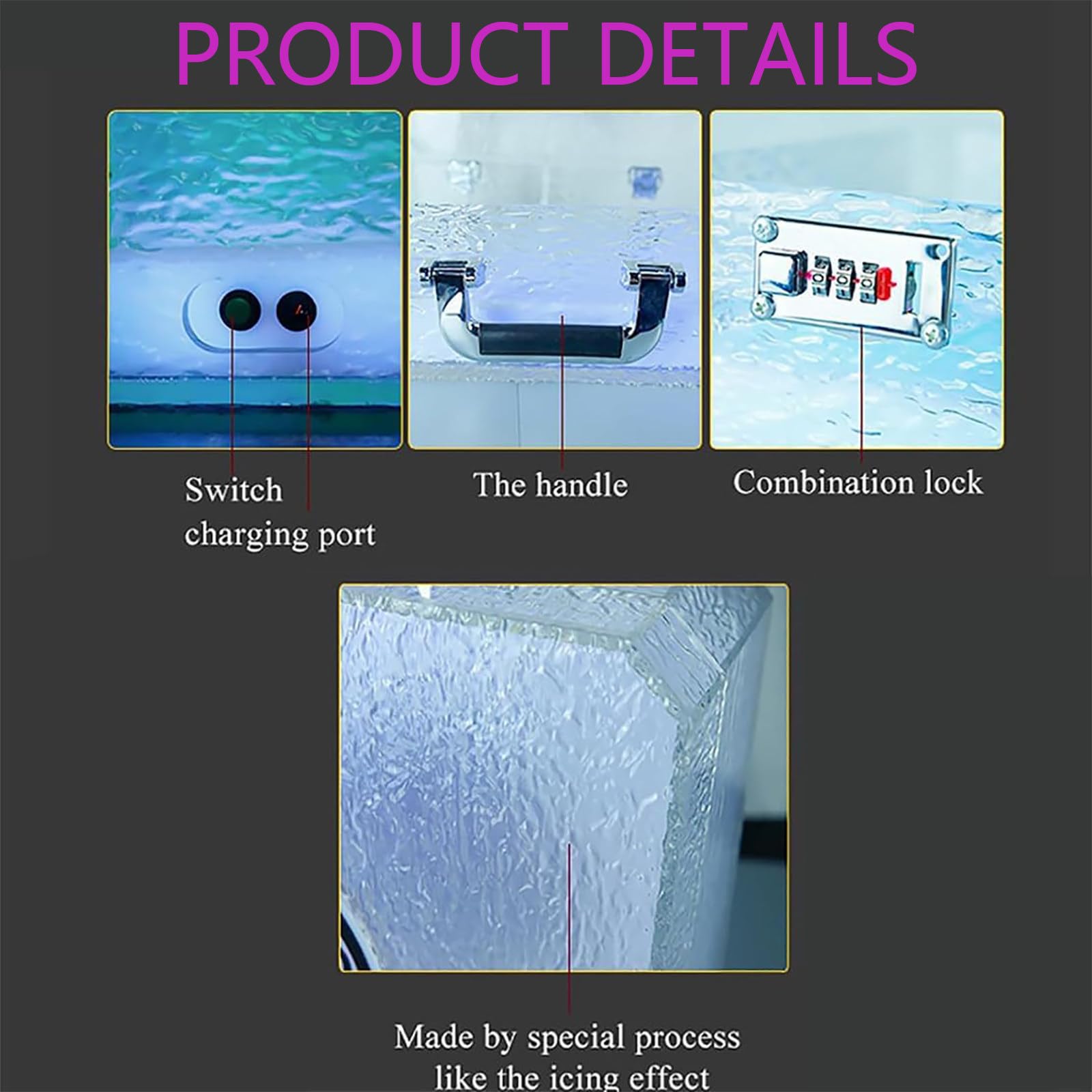 Caja de as de Espadas con luz LED Recargable para 3 Botellas, Estante de Exhibición de Botellas de Licor con luz LED, Estuche para Transportar Botellas de Champán, para Discotecas, Fiestas