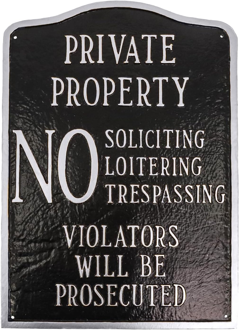 private property no sign large arch statement plaque - black/silver wall mount black/silver