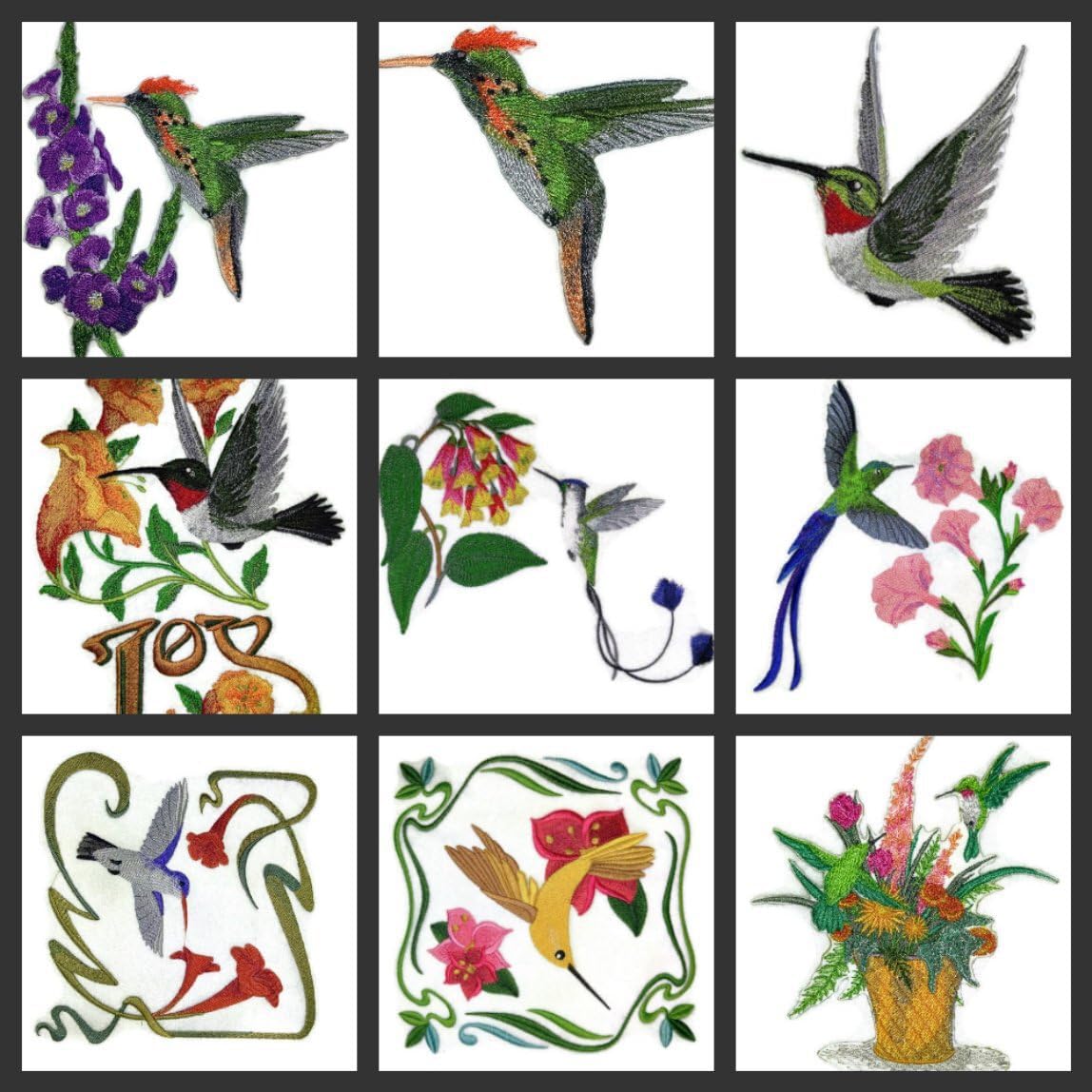 Nature Weaved in Threads, Amazing Birds[ Elegant Etching Hummingbird ][Custom and Unique] Embroidered Iron on/Sew Patch [8.55." *6.8"] [Made in USA]