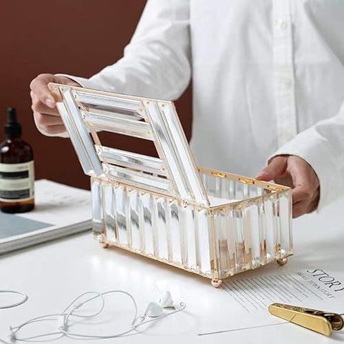 Miniatura 4 de Caja de pañuelos de cristal amarillo, estante de papel, accesorios de mesa de oficina, soporte para funda facial, bandeja de servilleta para hotel,