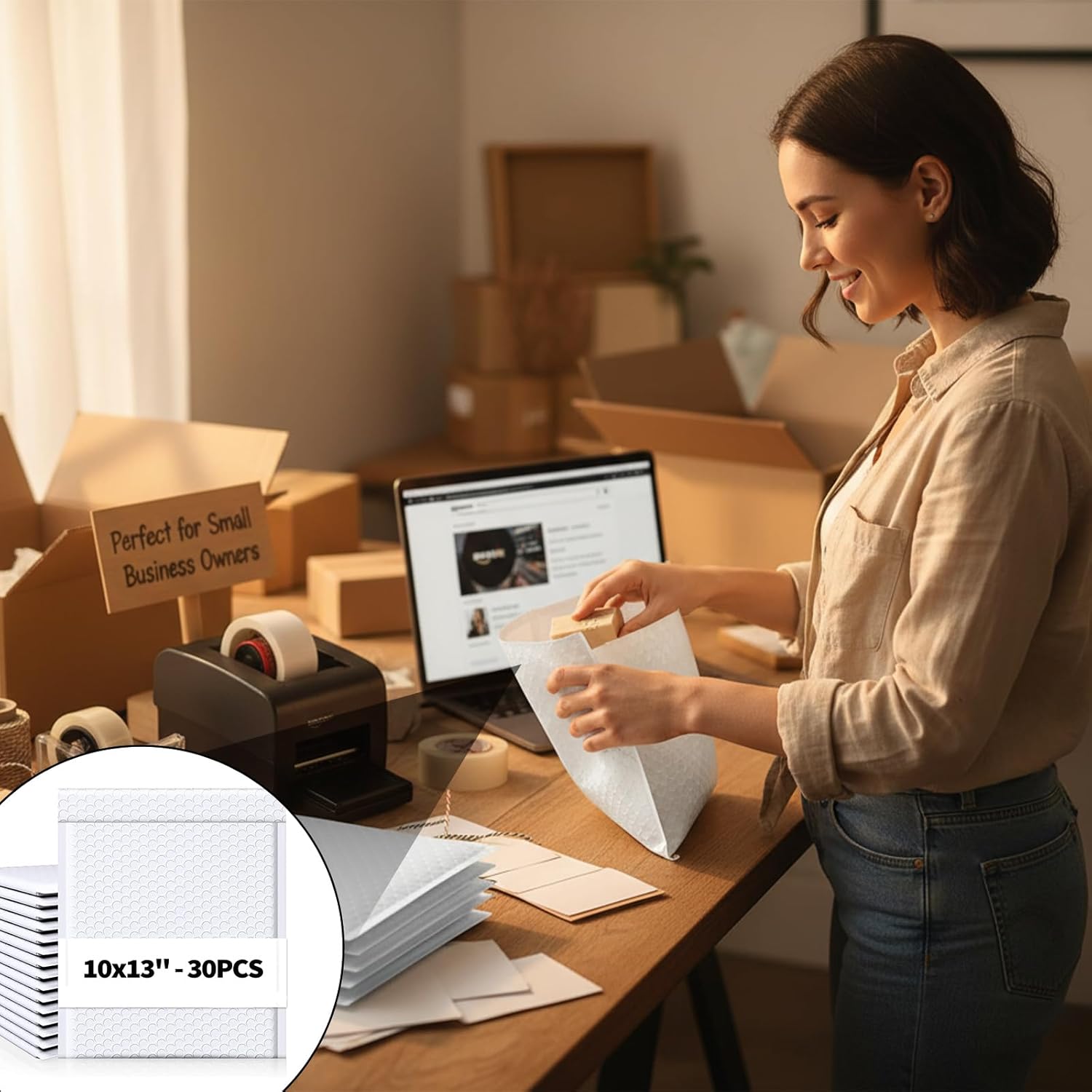 30 Pack 10x13 Inch Poly Bubble Mailers, Padded Envelopes with Self Seal Adhesive Strip, Waterproof Lightweight Mailing Shipping Bags for Thick Books Clothes Holiday Gifts Business Packaging - Image 8