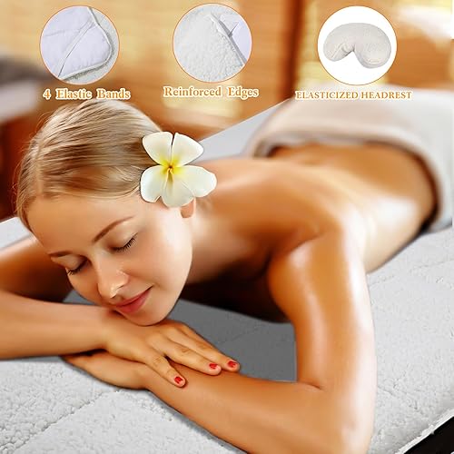 Miniatura 6 de Oudain Juego de 2 almohadillas de mesa de masaje de forro polar, 76 x 34 pulgadas, suaves y cómodas, juego de almohadillas profesionales gruesas
