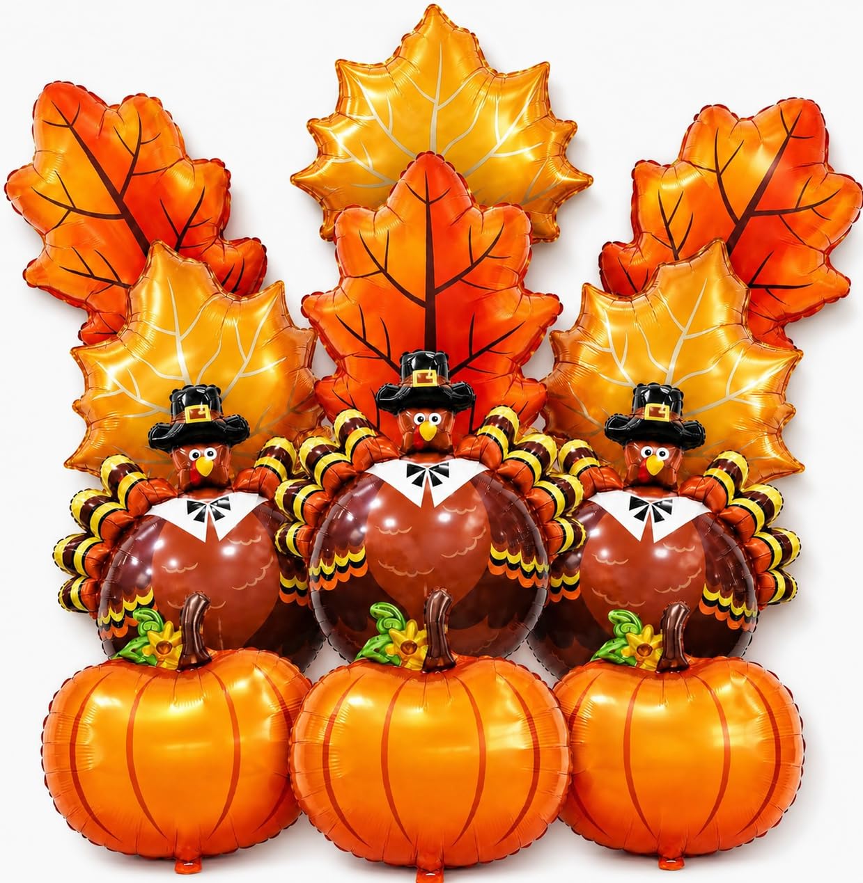 Froova Fall Balloons Thanksgiving Autumn Turkey Pumpkin Maple Leaf Foil Balloons Fall colored Balloon for Thanksgiving Theme Friendsgiving Harvest Baby Shower Birthday Halloween Decorayions — image 1