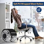 COSYLAND Roues de Remplacement pour Chaise de Bureau - Roulettes en Caoutchouc pour Planchers en Bois Dur et Tapis, Ensemble de 5, Roulettes Robustes pour Chaises de Bureau à Remplacer en Argent