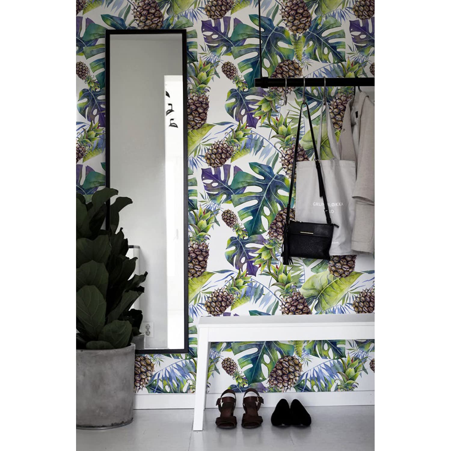Fotomurale entretela 208x146 papel pintado pegatina hojas de piña hawaiian 1