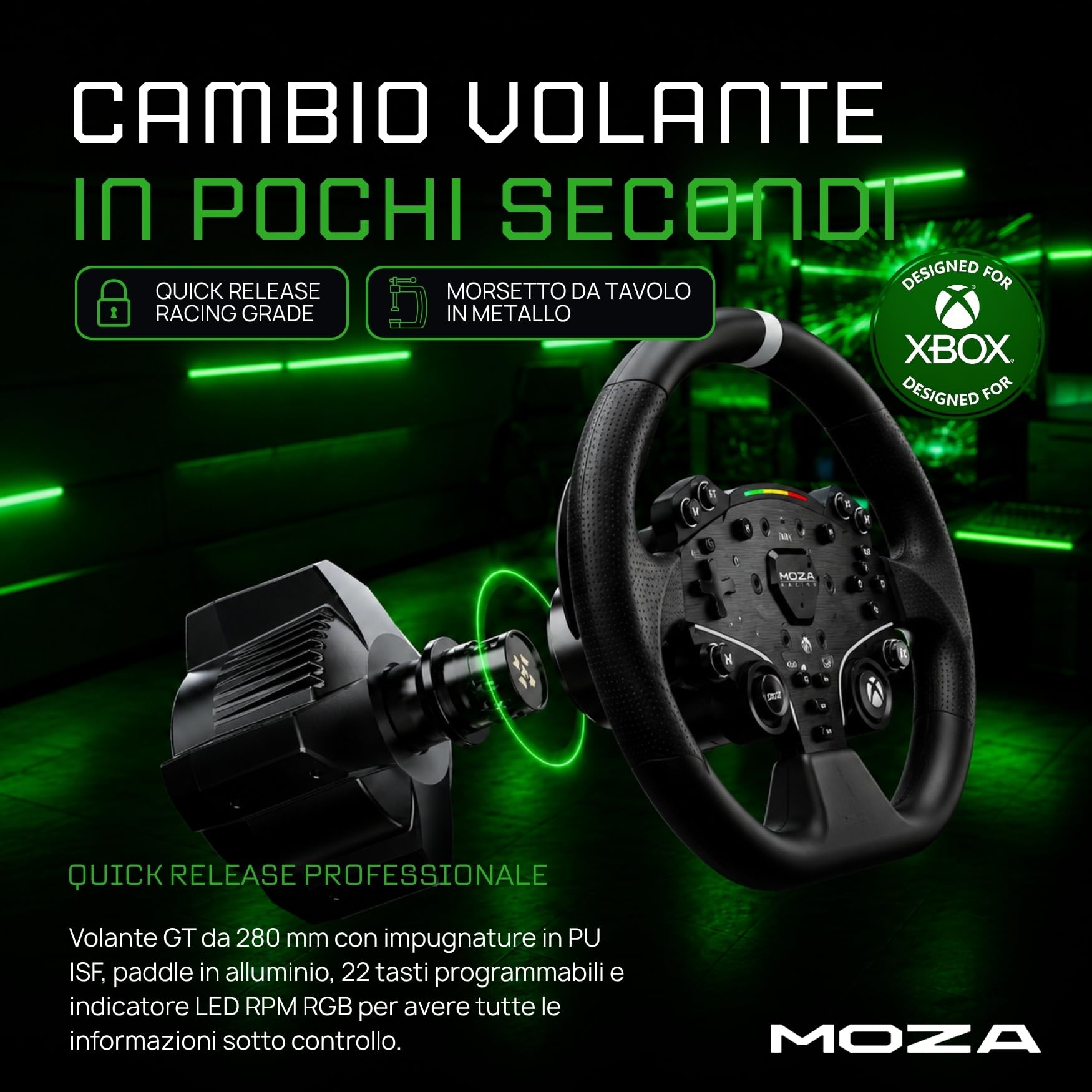 MOZA R3 Bundle Volante Simulatore di Guida PC con Base Direct Drive 3.9 Nm, Volante Xbox Series X | S e Xbox One., Pedaliera Sim Racing SR-P Lite, Morsetto da Tavolo Incluso