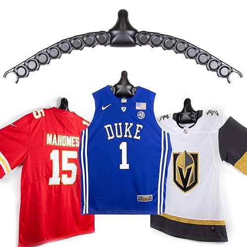 ChalkTalkSPORTS JerseyGenius | The Ultimate Display for All Jerseys | Shapes to Fit Any Sports Jersey | Versatile Hanger and Wall Display - 3-Pack
