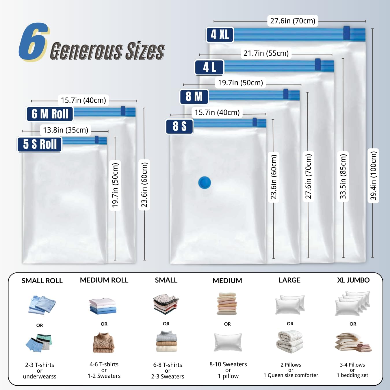 35 Pack Vacuum Storage Bags with Electric Pump, Compression Space Saver for Comforters, Bedding, Blanket Storage, Vacuum Seal Bags for Clothing, Luggage and Closet Organizer - Image 6