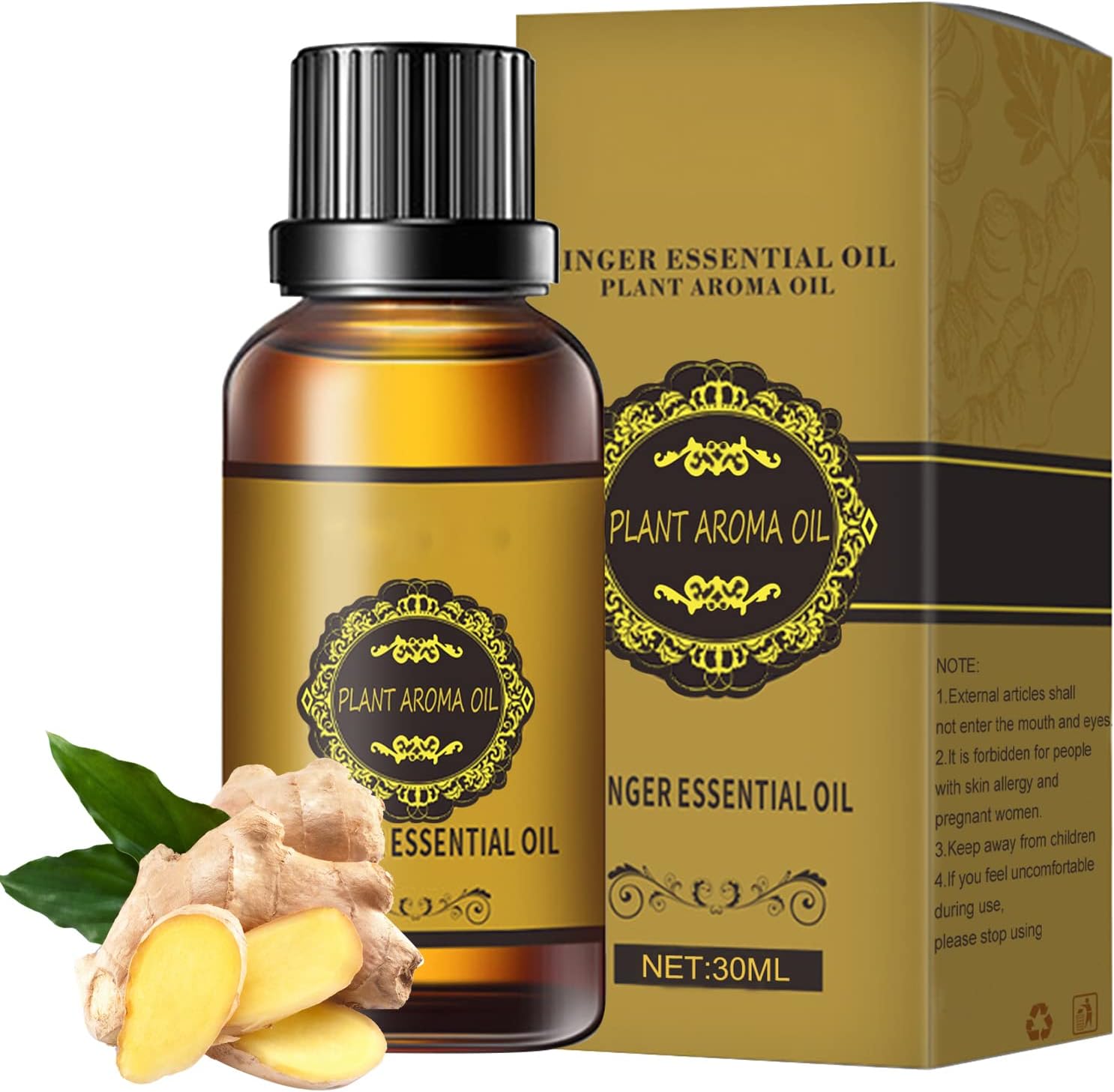 Belly Drainage Ginger Oil, Lymphatic Drainage Ginger Oil, Slimming Tummy Ginger Oil, Ginger Essential Oil for Swelling and Pain Relief, Care for Skin (30ML/Bottle) (1PC)
