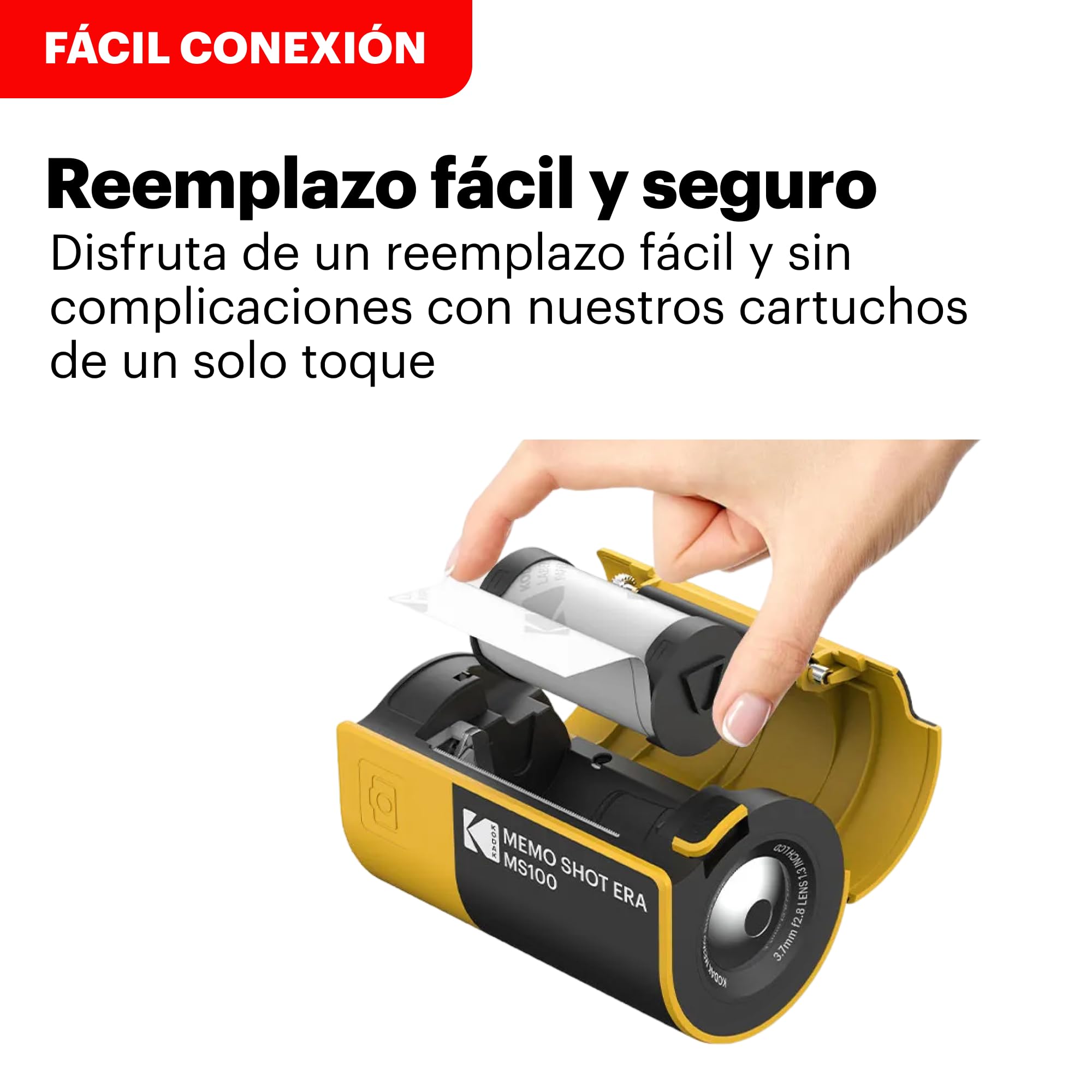 Kodak Memo Shot ERA MS100 Bundle - Imprimante Photo Autocollante + 9 Cartouches - Impression 2.7x1.8, Bluetooth, Compatible iOS/Android, Impression en 25s, Appli Kodak Memo Incluse - Jaune