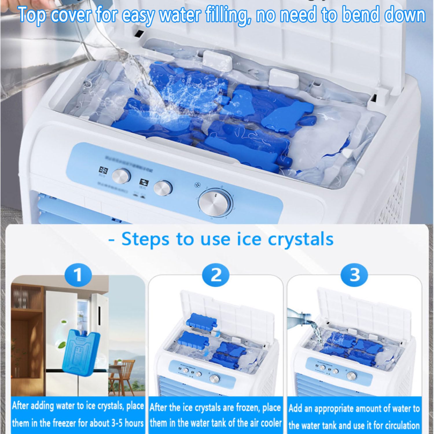 Condizionatore d'aria portatile senza finestre, dispositivo di raffreddamento 3 in 1 con grande serbatoio d'acqua, oscillazione di 120°, per interni ed esterni, camera da letto, ufficio, patio