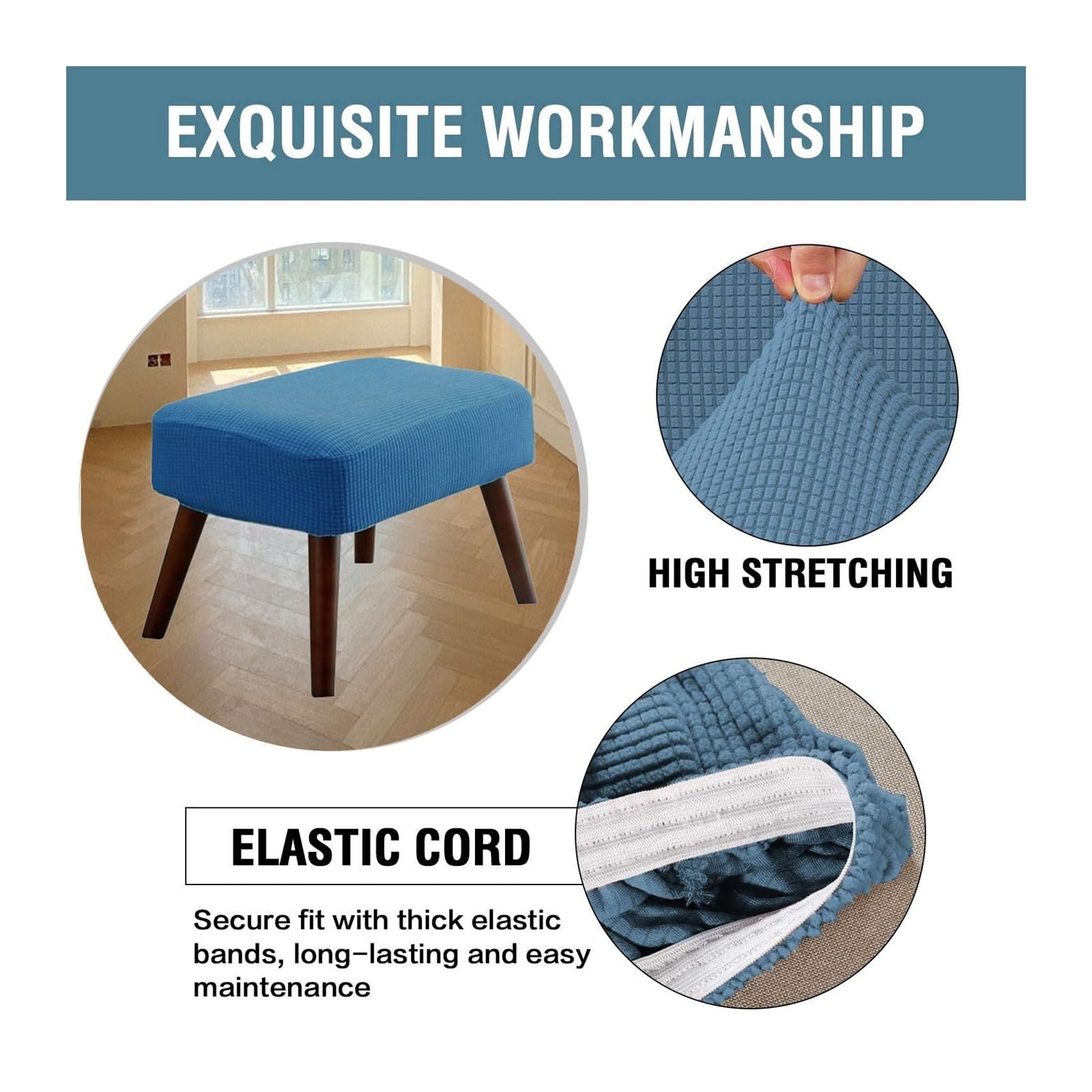 QUARKZMAN Ottoman-Bezug 18 Zoll - Stretch Polyester Für Fußhocker In Grün