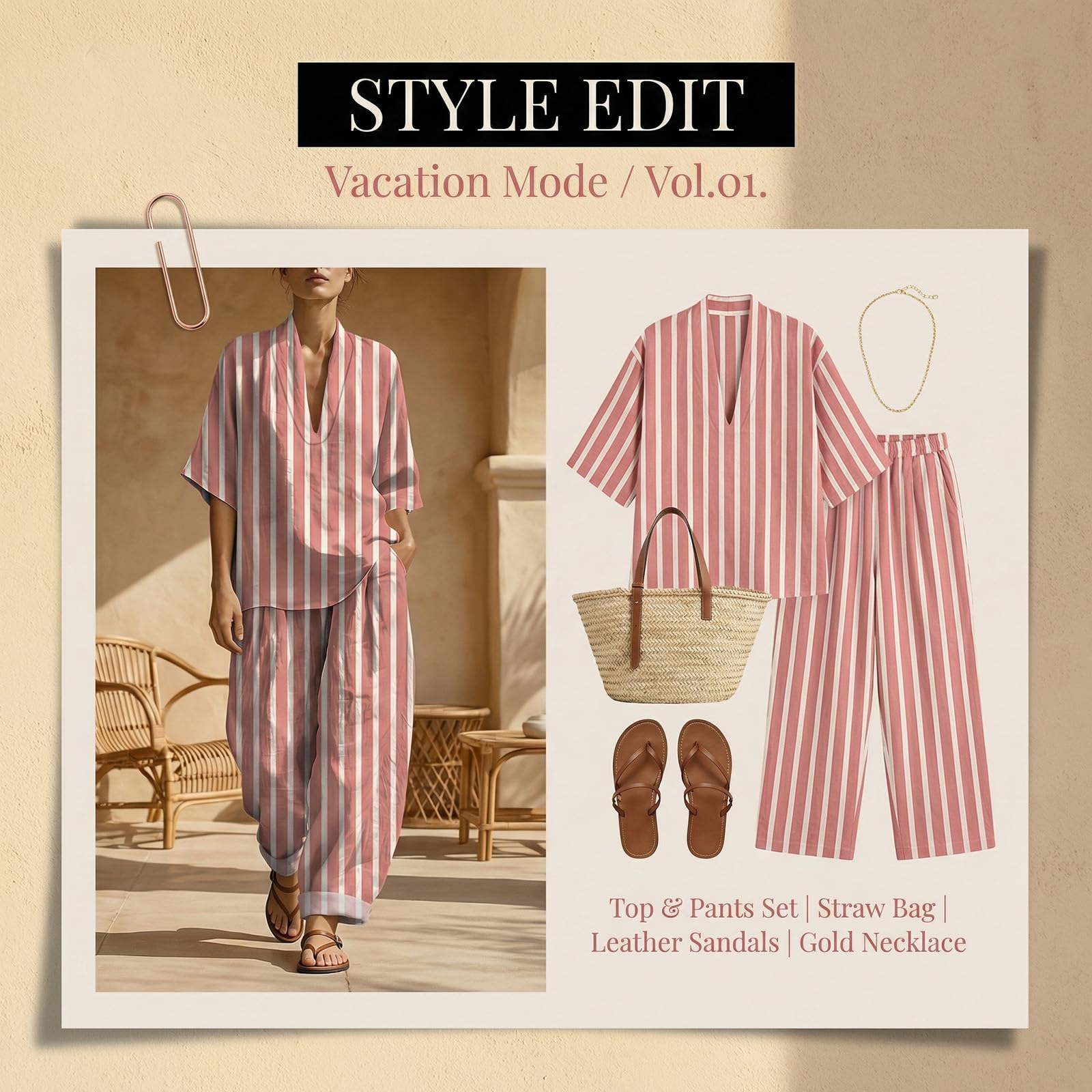 Ensemble Femme Chic et Elegant en Lin Coton - 2 Pièces Décontracté Haut Col en V et Pantalon Large à Imprimé Vetement Femme Été Respirant Leger pour Vacances Loungewear