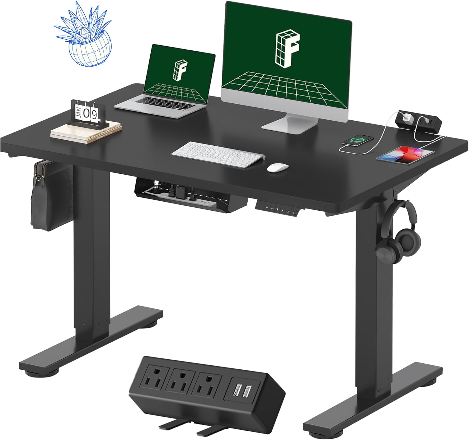 ErgoTrack Under Desk Cable Management Tray with Controller Mount