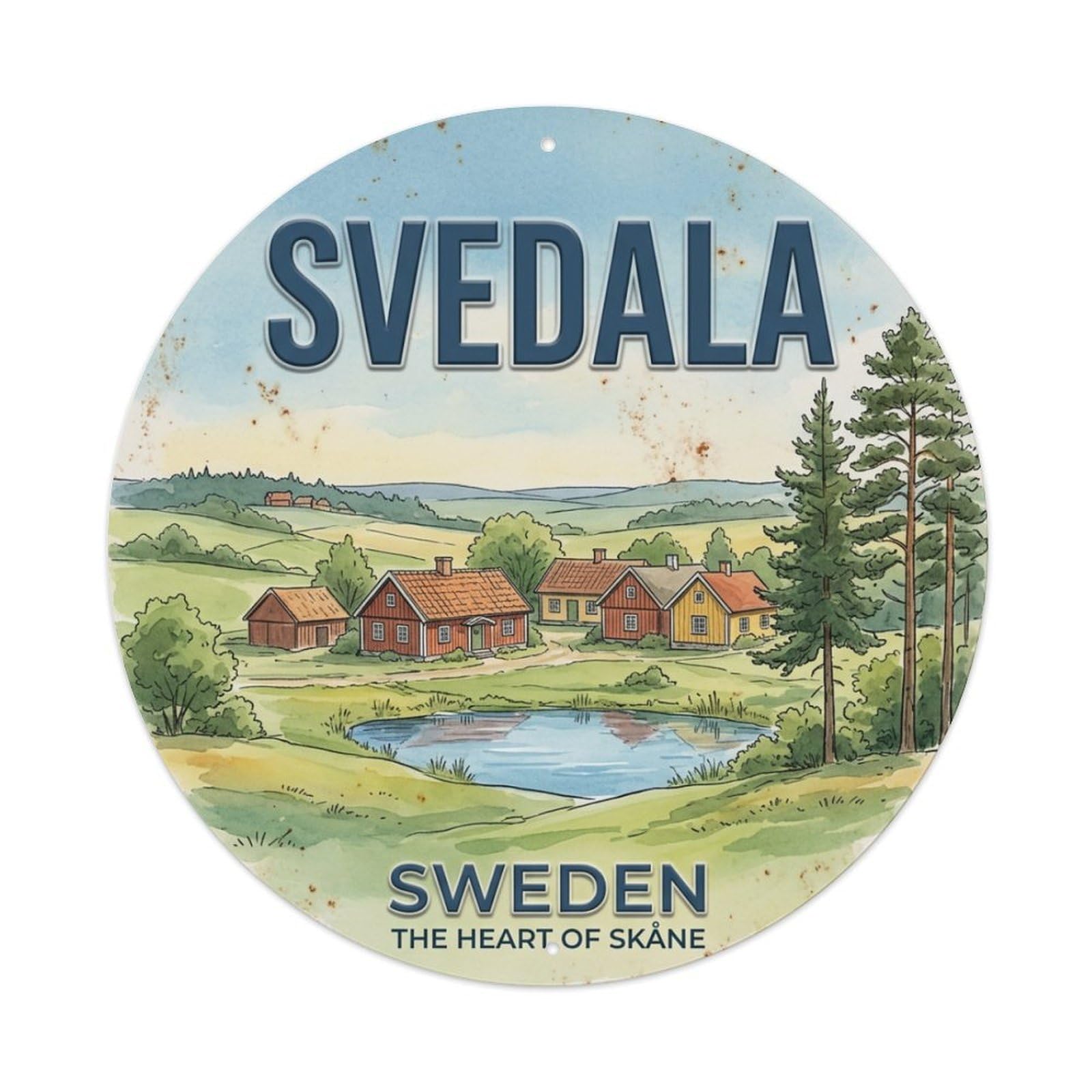 Vintage Travel Svedala Sweden Landscape Metal Tin Sign