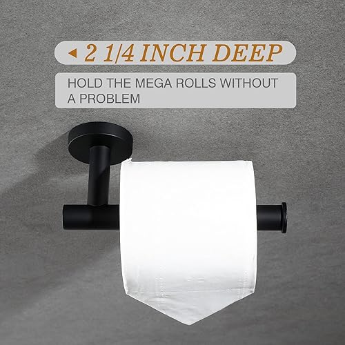 Miniatura 8 de USHOWER Juego combinado de toallero y soporte de papel higiénico de 12 pulgadas, color negro, estilo moderno, 2 piezas