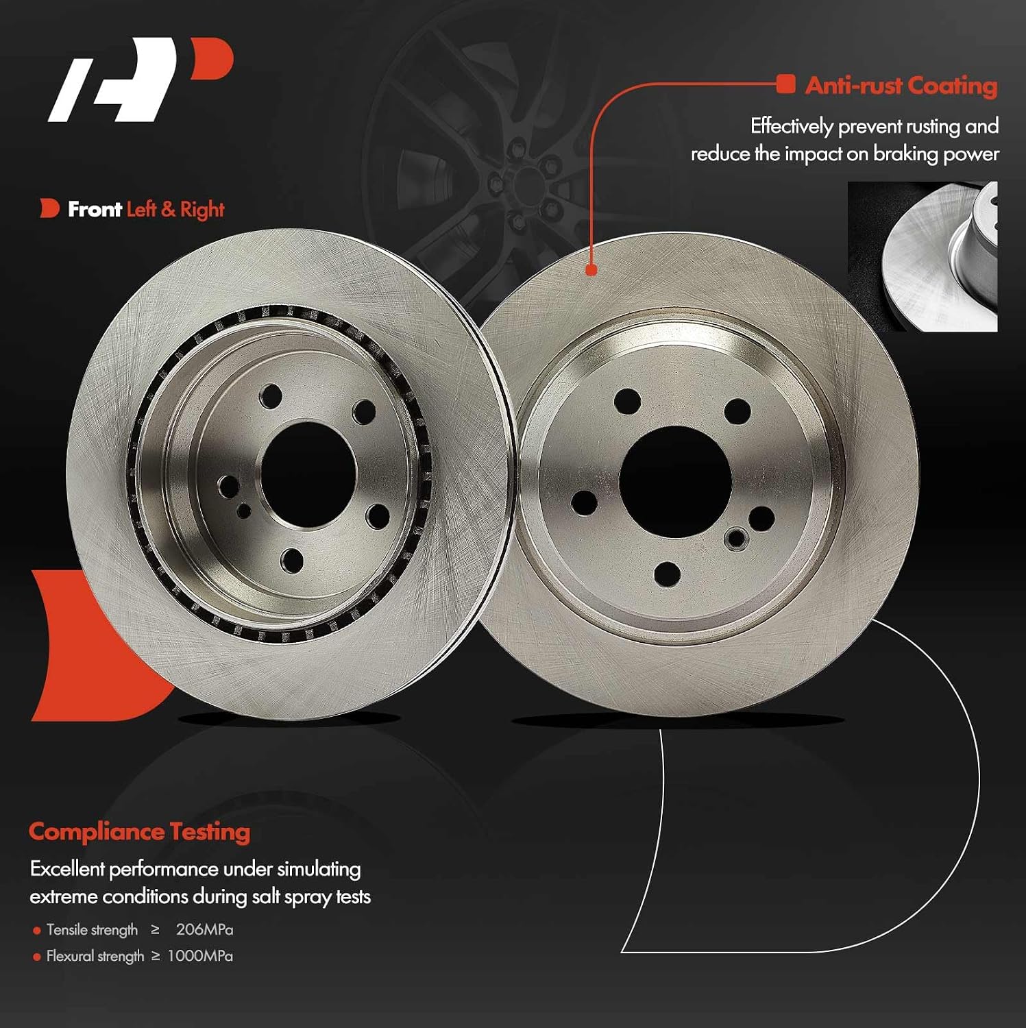 A-Premium Front and Rear Vented Disc Brake Rotors + Ceramic Pads Kit Compatible with Select Mercedes-Benz Models - S430 2000-2002, S500 2000-2001, CL500 2001-2002, 12-PC Set